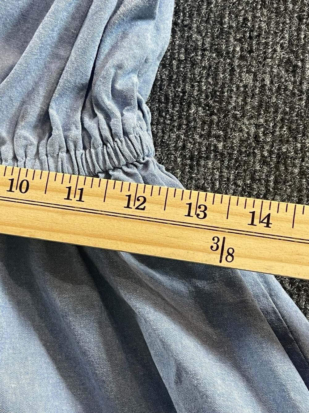Gymboreee Chambray Dress Size 7 Blue Ruffle Straps Embroidered Ric Rac - Picture 6 of 9